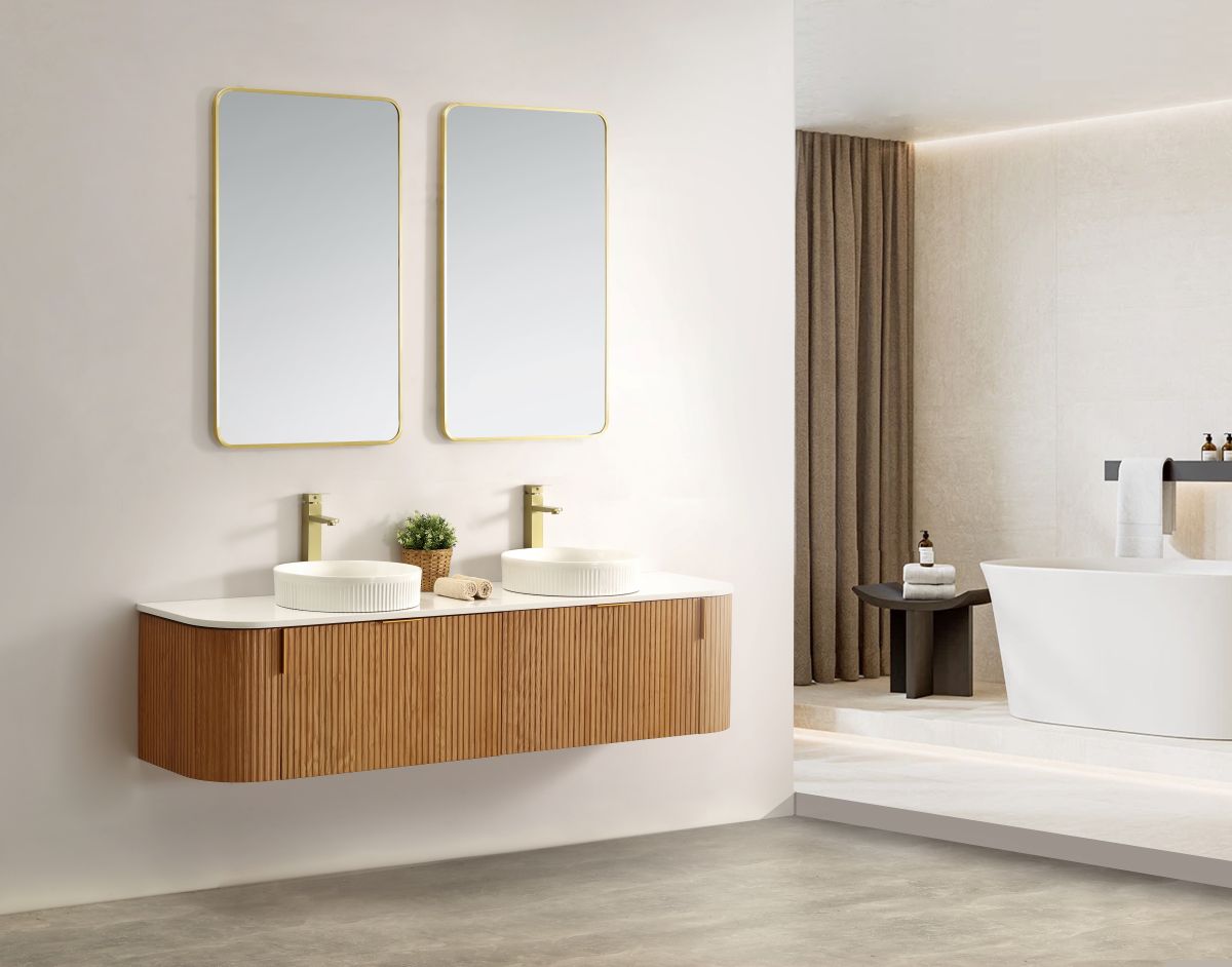 Navona 1800MM Wall Hung Forma Series Walnut Side Drawer Vanities ...