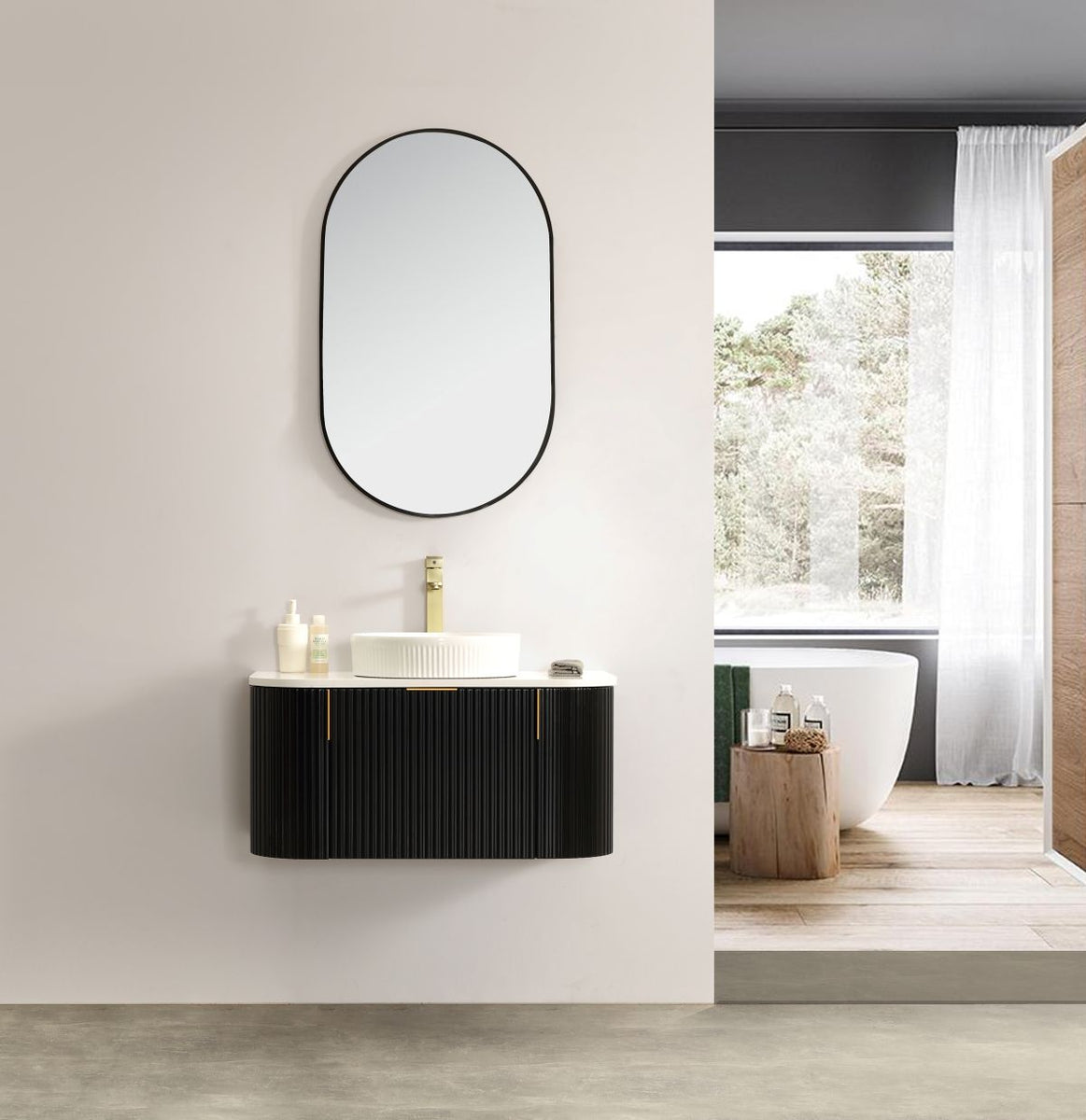 Navona 900MM Wall Hung Forma Series Black Side Drawer Vanities – trade ...
