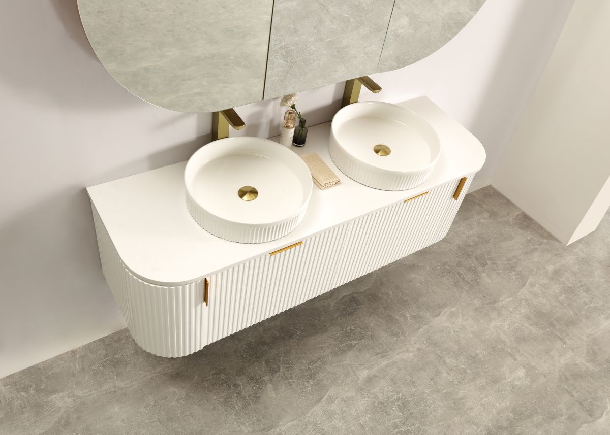 Navona 1500MM Wall Hung Forma Series White Side Drawer Vanities – trade ...
